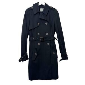 ASOS Black Double-Breasted Belted Trench Coat Size 4 (US)